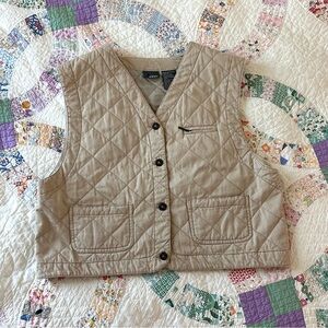 Liz Claiborne Liz Wear Vintage Button Up Beige Quilted Vest Large Fishermancore